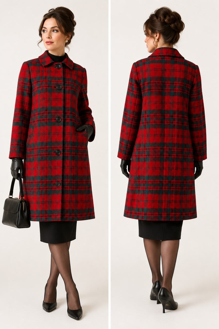 Vintage 50s Pendleton Virgin Wool Red Plaid Tartan Car Coat Womens L Heritage